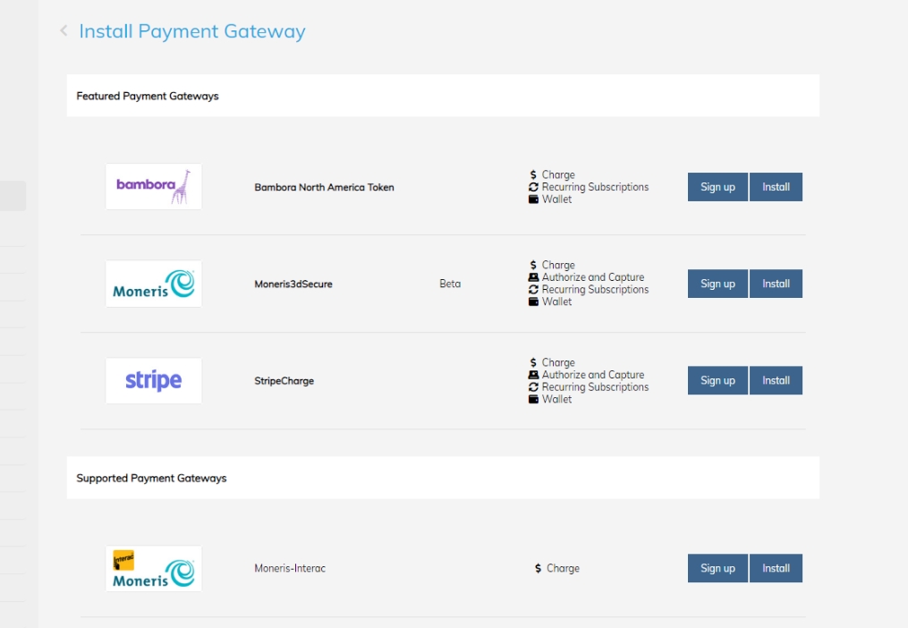 Payment methods