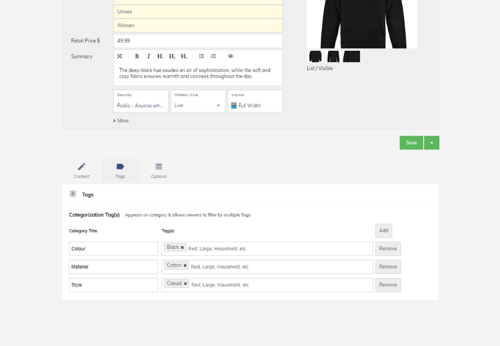 Tags and filters